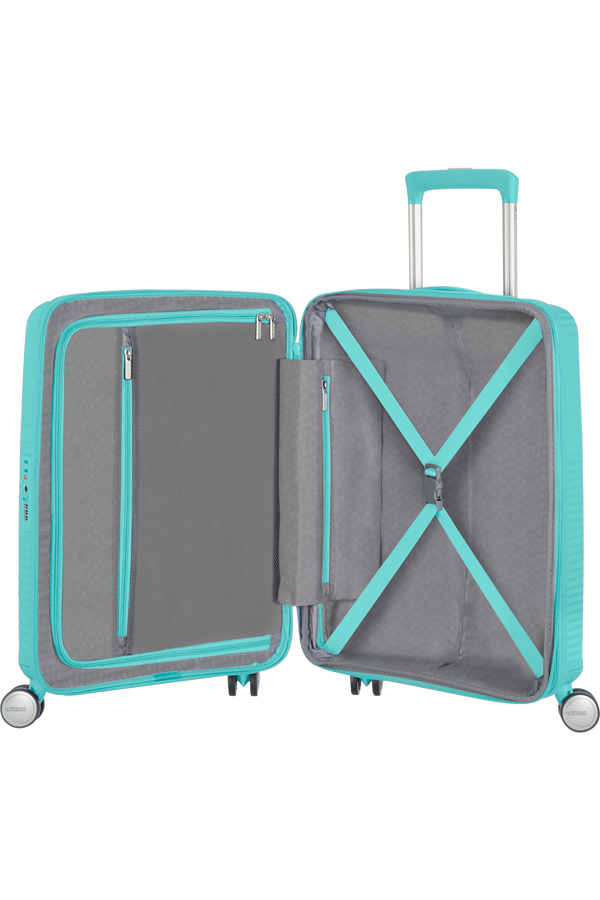 American Tourister Soundbox Spinner TSA Expandable 55cm  Poolside Blue American Tourister Soundbox Spinner TSA Expandable 55cm  Poolside Blue