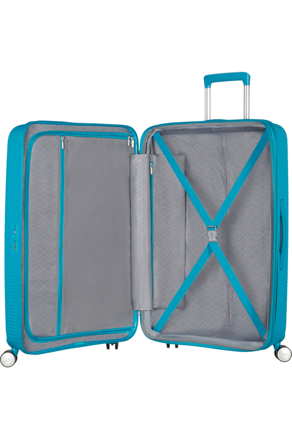 American Tourister Soundbox Spinner uitbreidbaar 77cm Summer Blue American Tourister Soundbox Spinner uitbreidbaar 77cm Summer Blue