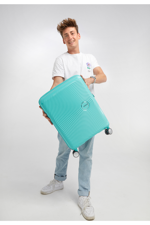 American Tourister Soundbox Spinner TSA Expandable 55cm  Poolside Blue American Tourister Soundbox Spinner TSA Expandable 55cm  Poolside Blue