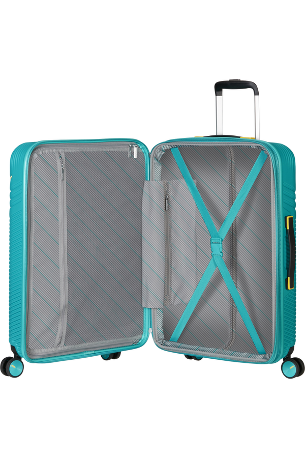 American Tourister Triple Trace Spinner TSA Expandable 67cm  Turquoise/Yellow American Tourister Triple Trace Spinner TSA Expandable 67cm  Turquoise/Yellow