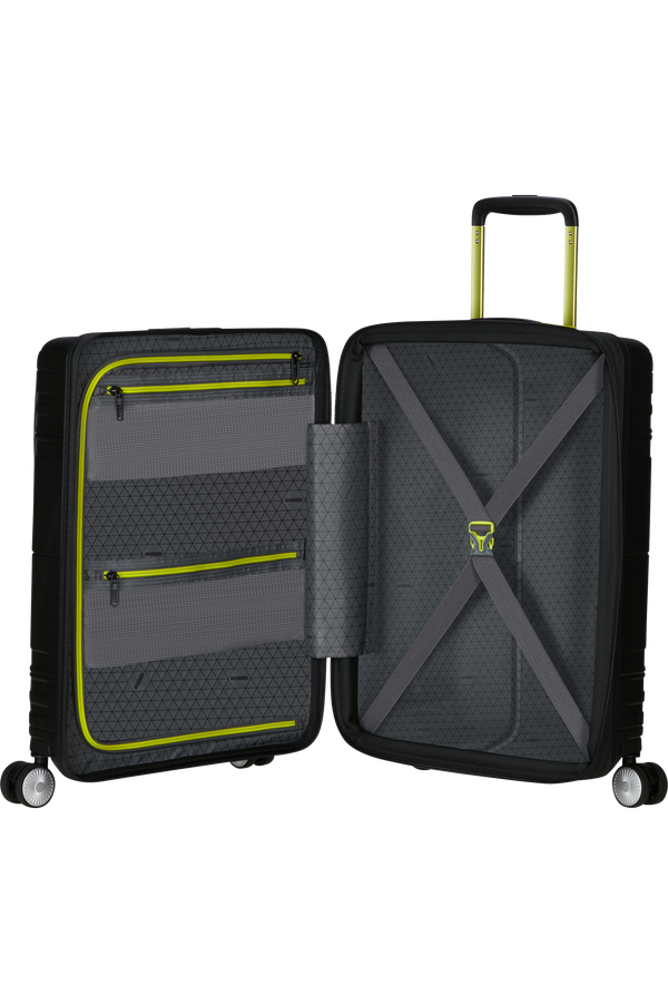 American Tourister Hello Cabin Spinner Exp Coated 55cm  Black/Lime